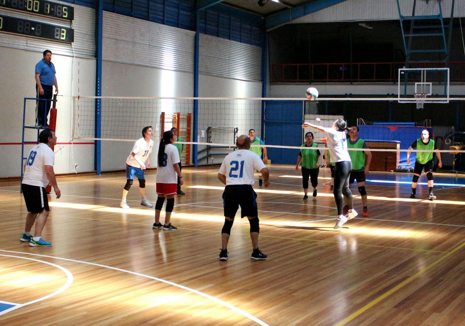 Rally in an indoor sports hall